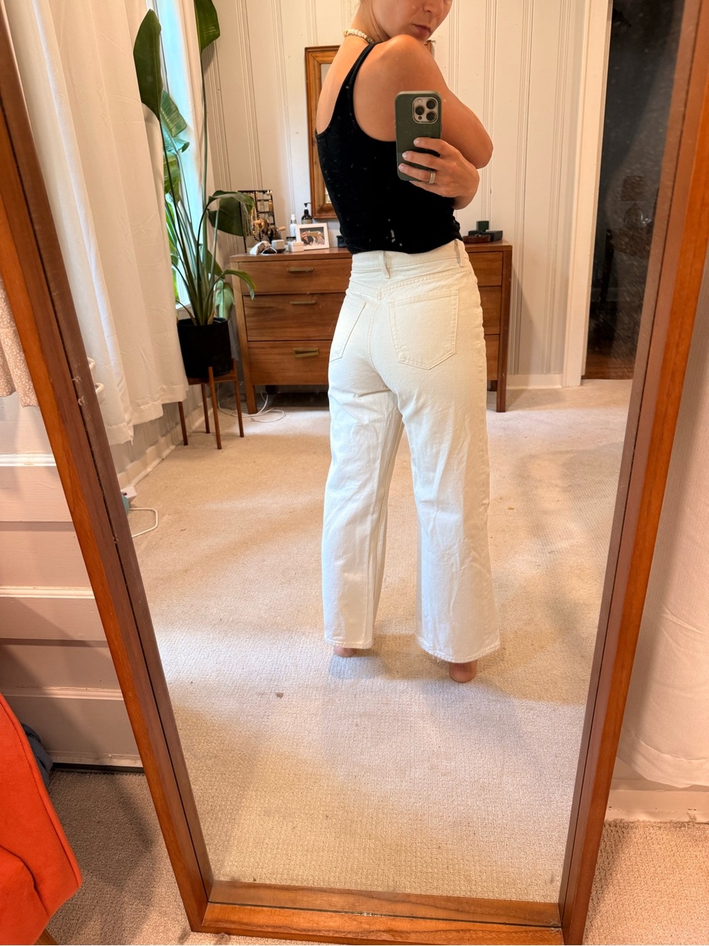 COS Cream High-Rise Wide Leg Jeans